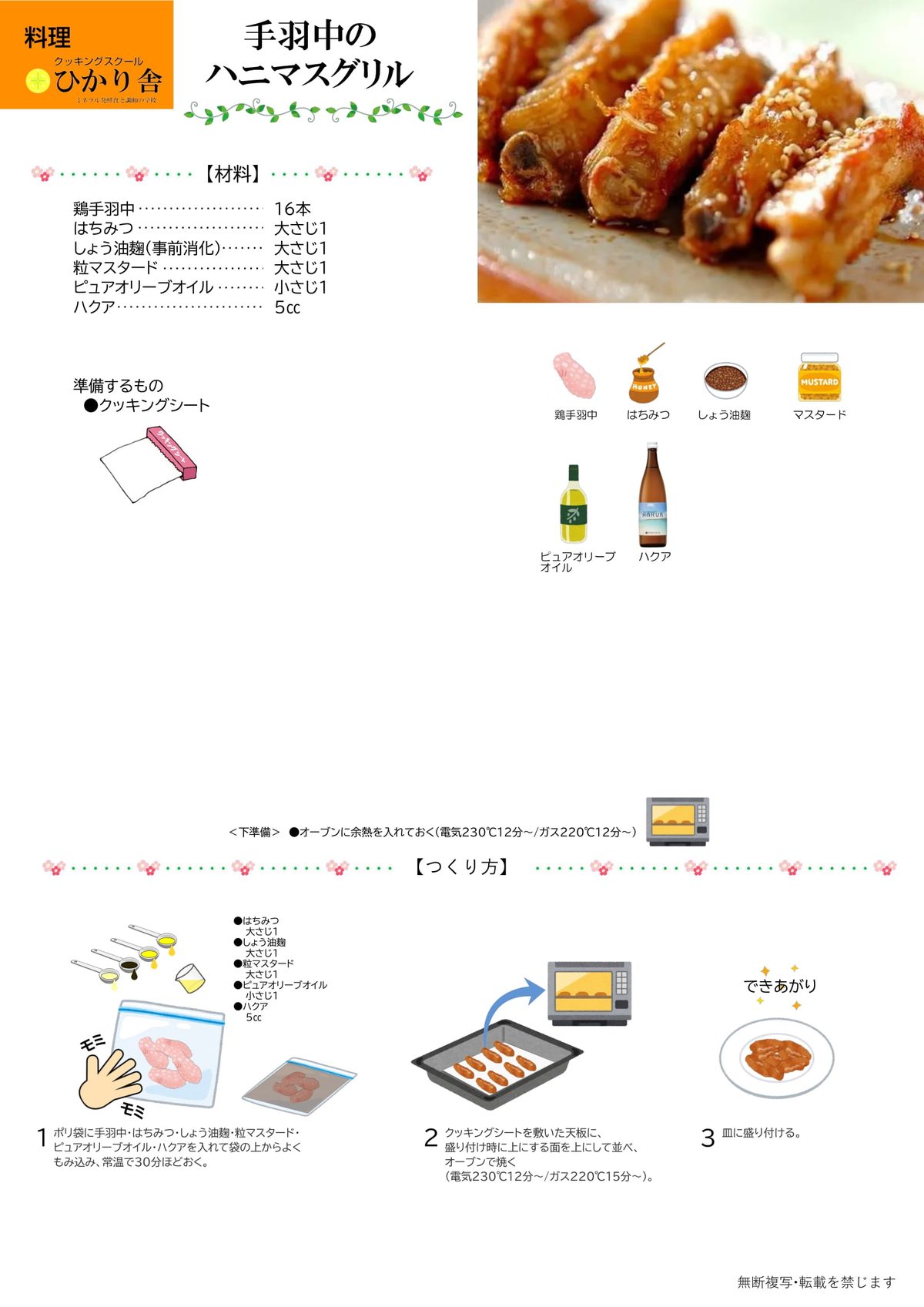手羽中のハニマスグリル