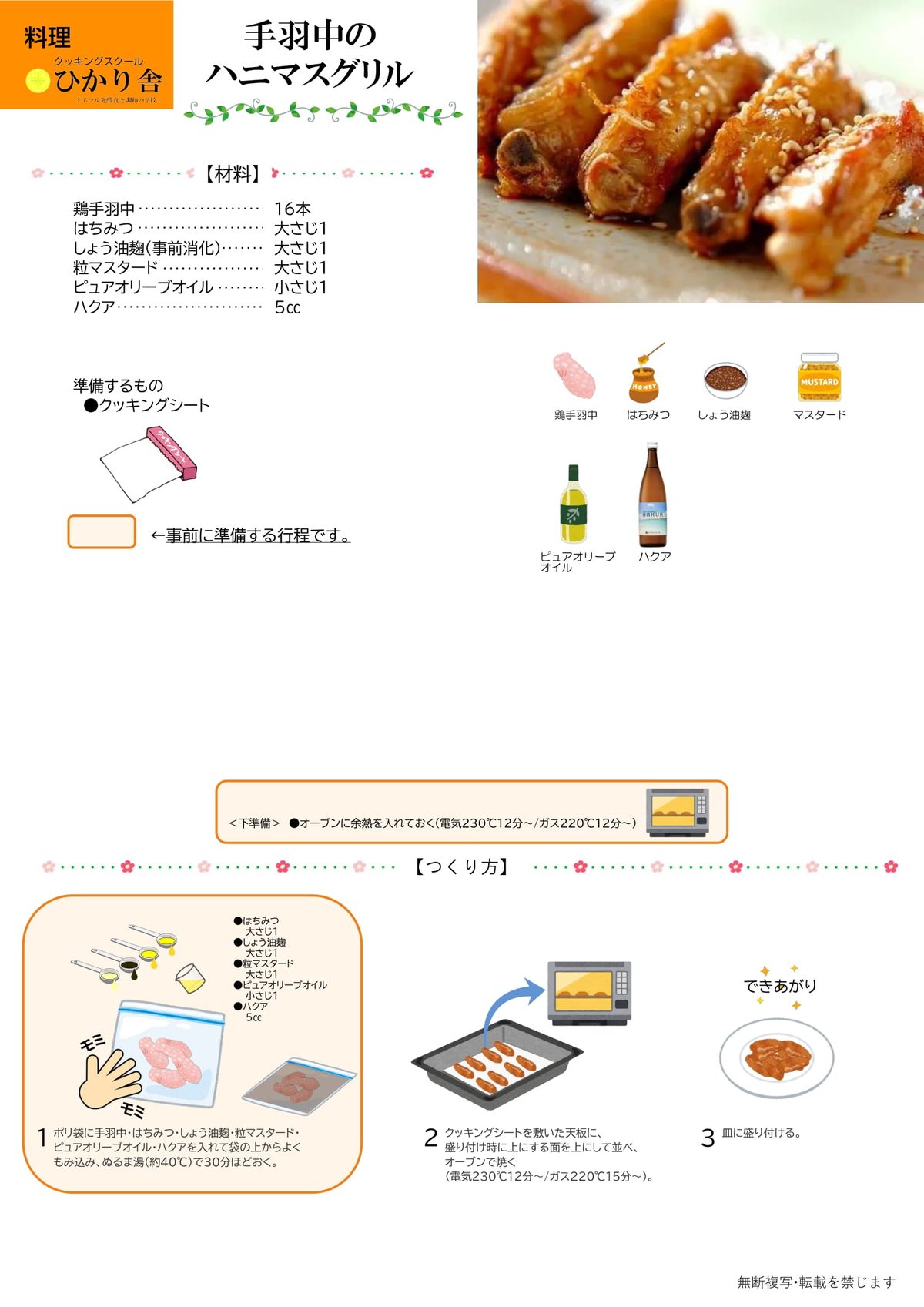 手羽中のハニマスグリル